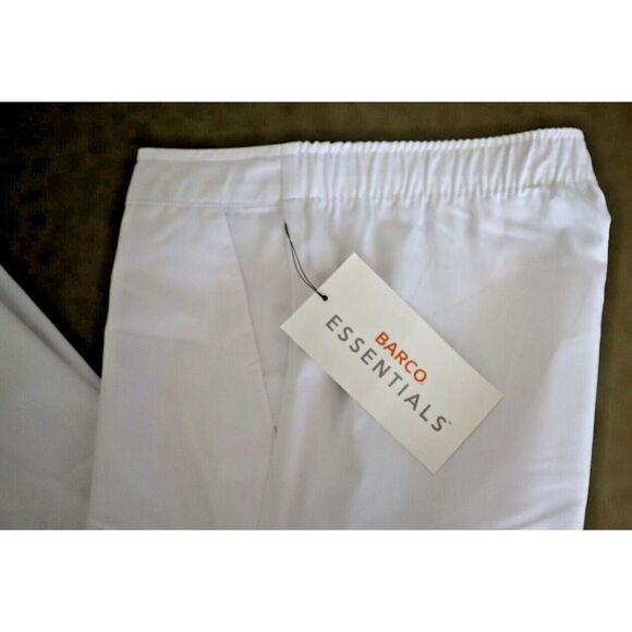 BARCO Essentials Women’s Petite Sz M White 4-Pocket Straight Leg Scrub Pants - Picture 7 of 9